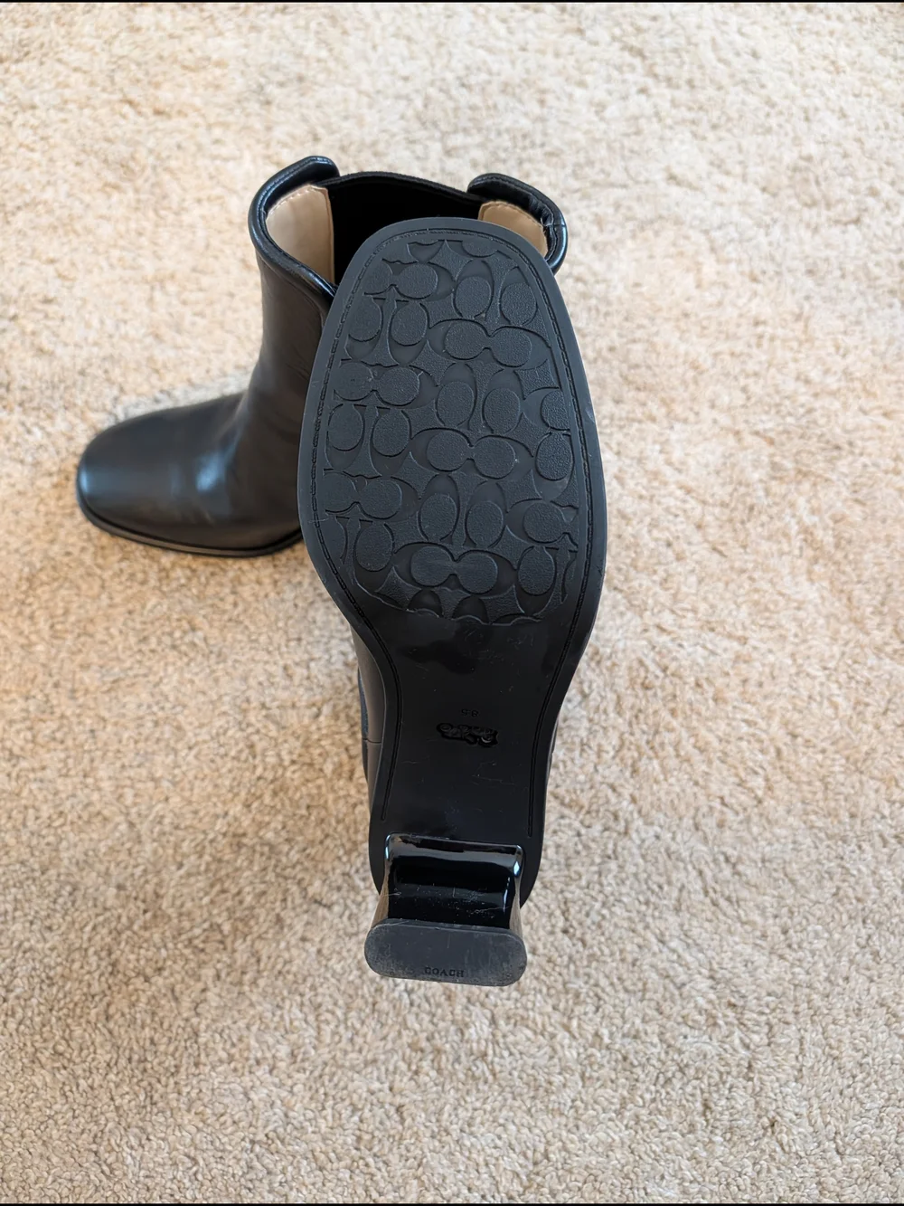 Coach Size 8.5 Black Leather Ankle Booties with Elastic Side Panels - Picture 3 of 4